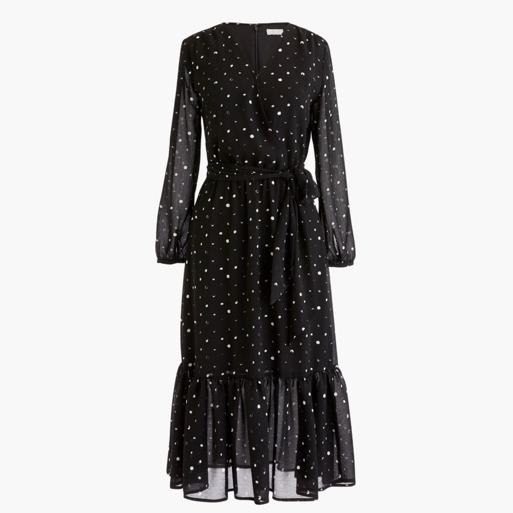 J. Crew Point Sur Faux-Wrap Ruffle Midi Dress
